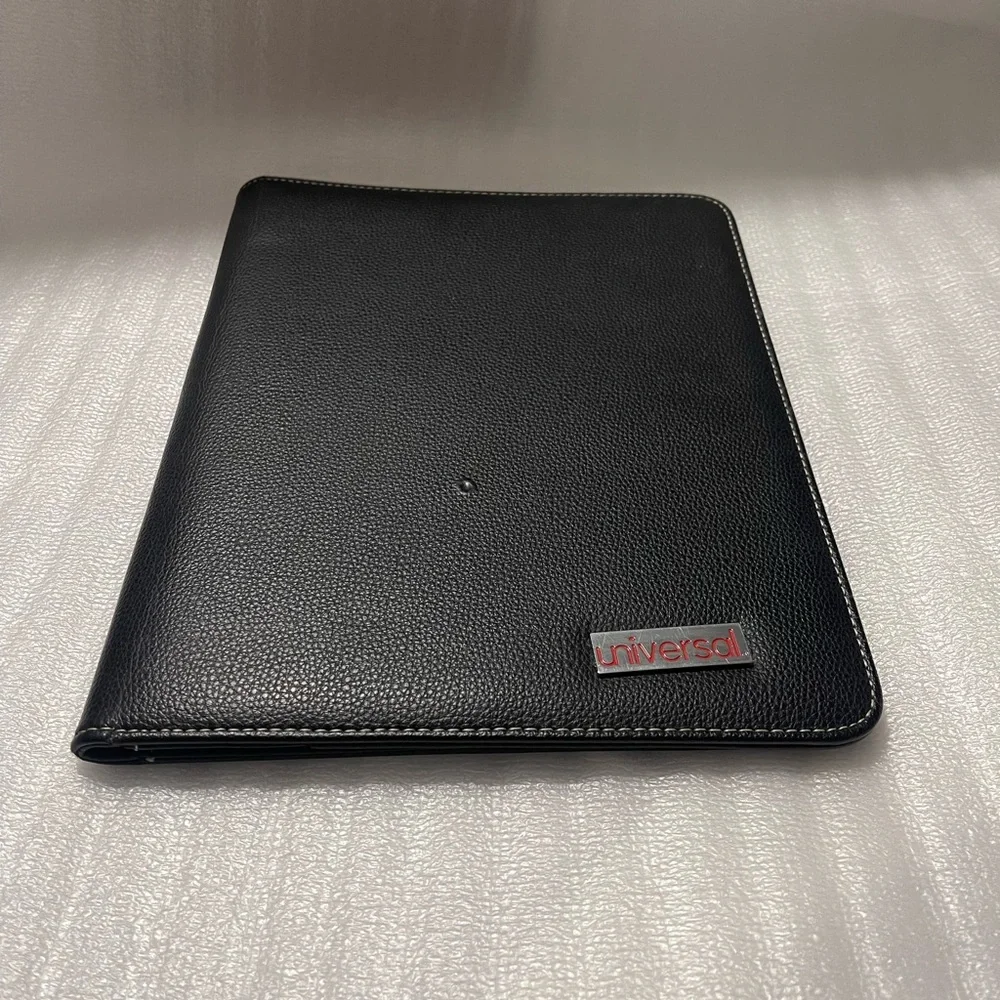 Universal Leather-Look Pad Folio – Black | Slim Business Organizer